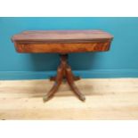 Good quality Regency flamed mahogany turn over leaf card table raised on turned columns, four