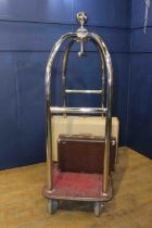 20th C. Chrome porters luggage trolley {H 190cm x W 108cm x D 54cm }.