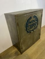 Painted metal Mini Cooper tool cabinet {H 101cm x W 90cm x D 47cm}.