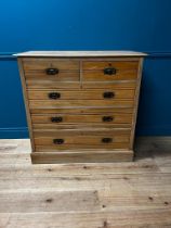 Edwardian pine chest of drawers {103cm H x 105cm W x 51cm D}