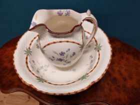 19th C. hand painted ceramic Spode jug and basin set {32 cm H x 40 cm Dia.}.