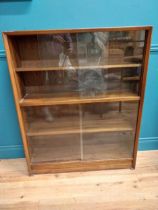 Mid Century teak side cabinet with glass doors. {120 cm H x 92 cm W x 25 cm D}.