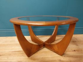 Mid century teak G plan coffee table {43cm H x 77cm Dia}