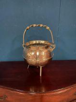Victorian brass coal bucket in the form of a Cauldron {50 cm H x 38 cm Dia.}.
