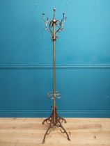 Early 20th C. copper and brass hat and coat stand. {173 cm H x 58 cm Dia.}.