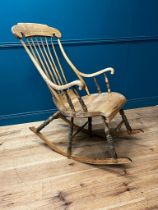 20th C. American pine rocking chair {116cm H x 63cm W x 103cm D}