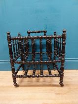 Rare 19th C. ebonised bobbin canterbury. {48 cm H x 46 cm W x 36 cm D}.