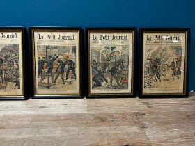 Set of four early 20th C. Le Petit Journal framed prints {Each: 50cm H x 36cm W}