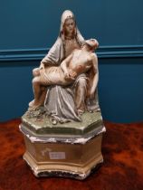 Painted plaster statue of our Lady and Lord {40 cm H x 23 cm W x 20 cm D}.