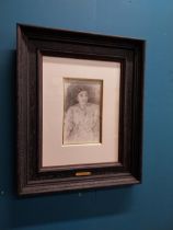 John Butler Yeats framed pencil drawing of Lady from the Yeats Family Collection. {22 cm H x 30 cm