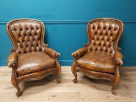 Pair of good quality leather armchairs {106cm H x 80cm W x 80cm D}