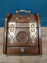 19th C. oak and brass coal bucket. {33 cm H x 32 cm W x 32 cm D}.