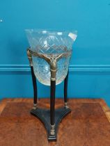 Good quality cut glass urn on bronze stand in the Empire style. {42 cm H x 25 cm Dia.}.