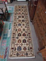Exceptional quality Persian carpet runner. {80 cm H x 304 cm W}.