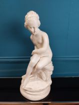 Plaster statue of Girl signed Falcon T on base. {60 cm H x 30 cm Dia}.