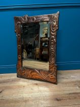 Art Nouveau embossed copper mirror {89cm H x 62cm W}