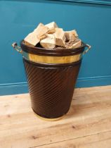 Irish mahogany spiral brass bound peat bucket in the Georgian style {66cm H x 62cm Dia}