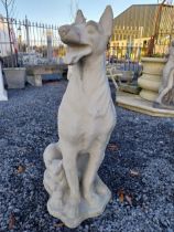 Molded stone model of an Alsation dog with pups {97cm H x 50cm W x 36cm D}