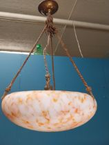 Early 20th C. end of day glass hanging shade. {60 cm H x 34 cm Dia.}.