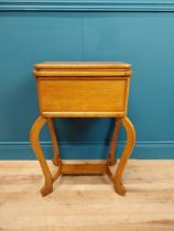 19th C. oak sewing table with fitted interior. {85 cm H x 83 cm W x 42 cm D}.