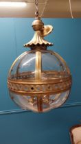 Exceptional quality brass hall globe lantern in the Georgian style {70 cm H x 45 cm Dia.}.