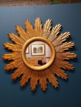 Exceptional quality giltwood sunburst mirror {83cm H x 82cm W}