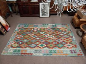 Decorative Kilim rug. {302 cm H x 205 cm W}.