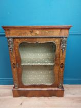 19th C. walnut side cabinet with single glazed door and decorative mounts. {110 cm H x 84 cm W x