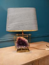 Rare mid century designer brass and quartz lamp {60cm H x 40cm W x 20cm D}