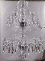 Eighteen branch cut crystal Waterford chandelier. {121 cm H x 76 cm Dia.}.