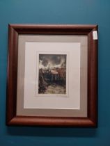 Framed Tractor print signed George A Gourley. {48 cm H x 42 cm W}.