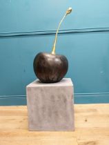 Exceptional quality bronze sculpture of a Cherry on slate base. {112 cm H x 40 cm W x 40 cm D}