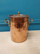 Good quality French lidded copper pan {27cm H x 27cm W x 19cm D}