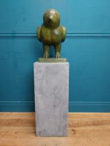 Exceptional quality contemporary bronze sculpture of a Bird raised on slate base {110 cm H x 30 cm W