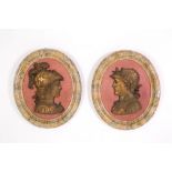 Pair of gilt bronze oval medallions