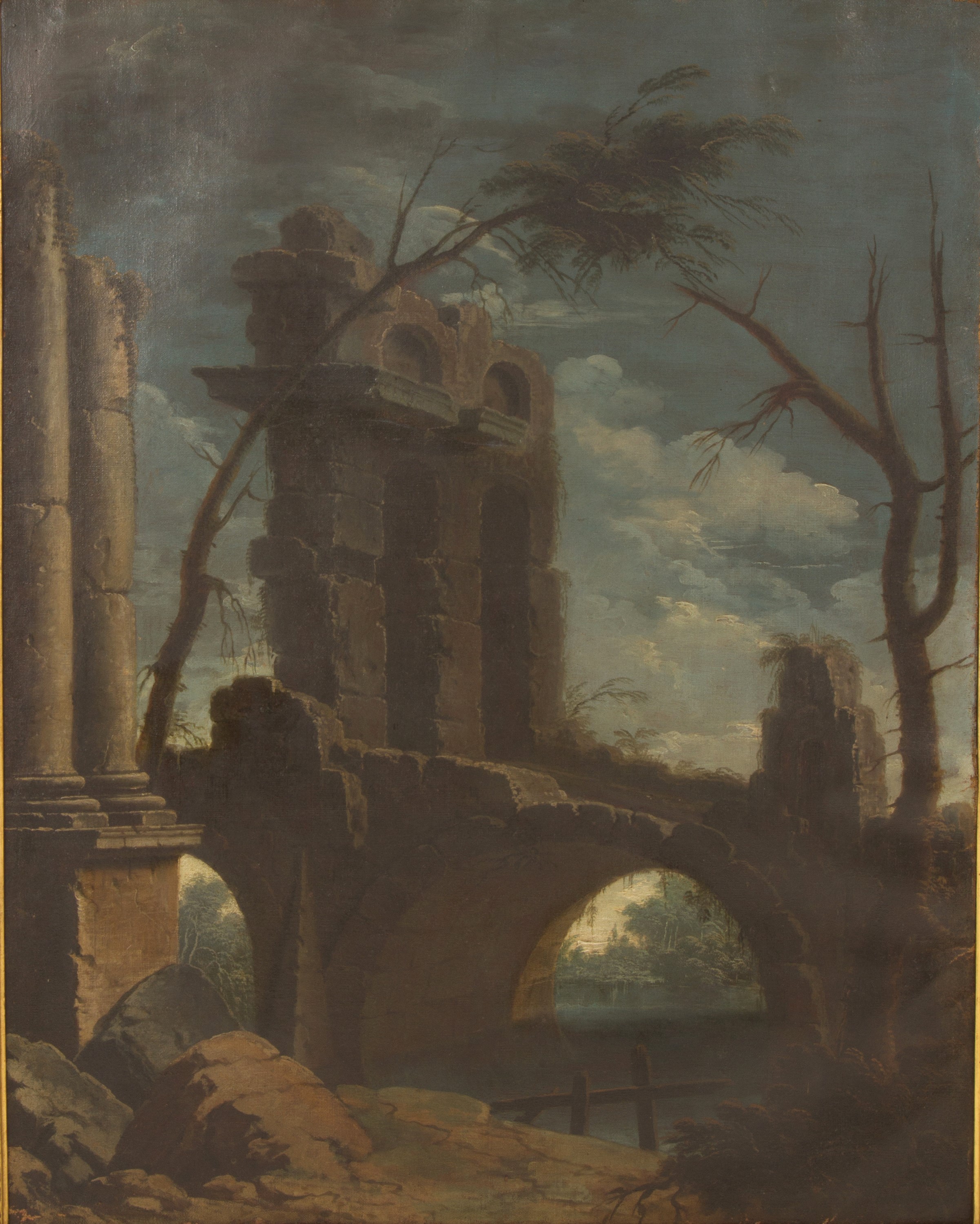 Painting "RIVER LANDSCAPE WITH ARCHITECTURE" - Image 2 of 5