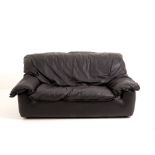 Black leather sofa