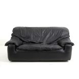 Black leather sofa