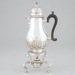 Edwardian Silver Hot Water Jug on Stand, F.B. Thomas & Co., London, 1906, overall height 13.5 in — 3