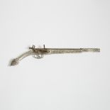 Albanian Silver 'Rat-Tail' Miquelet Lock Pistol, early 19th century, length 20 in — 50.8 cm