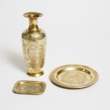 Three Pieces Maluk Revival 'Cairoware', c.1900, vase height 8 in — 20.3 cm (3 Pieces)