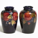 Pair of Moorcroft Pomegranate Vases, 1930s, height 5.9 in — 15 cm (2 Pieces)
