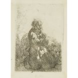 Rembrandt van Rijn (1600-1669), ST. JEROME, KNEELING IN PRAYER, LOOKING DOWN, CIRCA 1635 [H. (W&B),