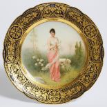 'Vienna' Cabinet Plate, 'Die Blühente Goldene Zeit', c.1900, diameter 9.4 in — 24 cm