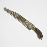 Cingalese Silver and Brass Damascened Peha Kaetta (Dagger), 18th/early 19th century, overall length