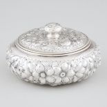 American Silver Repoussé Circular Covered Box, Gorham Mfg. Co., Providence, R.I., c.1891, height 2.6