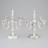 Pair of Canadian Silver Five-Light Candelabra, Henry Birks & Sons, Montreal, Que., 1961/62, overall