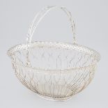 Portuguese Silver Wirework Oval Basket, Porto, early 20th century, height 8.9 in — 22.5 cm; length