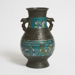Japanese Champlevé Enamelled Bronze 'Egyptian' Vase, c.1922, height 13.2 in — 33.5 cm