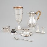 Group of Victorian and Later English Silver, late 19th/20th century, vase height 8.8 in — 22.4 cm (8